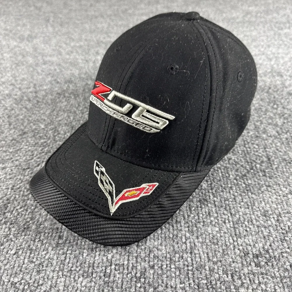 C7 Corvette Z06 Supercharged Black Hat with Carbon Accent Bill - Picture 1 of 9